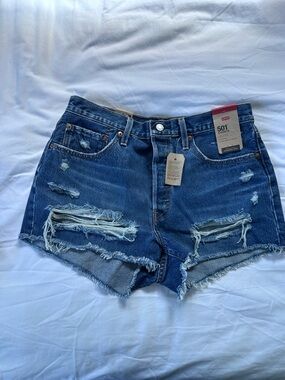 Levi's Distressed Cutoff Denim Shorts - Blue